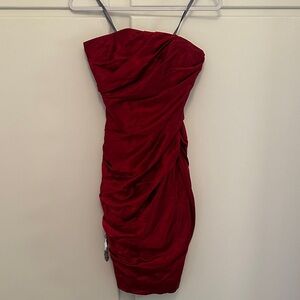 LIKE NEW Vera Wang Lavender Label Red Silk Mini Dress Strapless